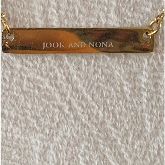 Jook Nona "Inspire"Gold Bar Necklace Dainty Inspirational 18K Gold-Plated 17.5"L - Picture 12 of 13